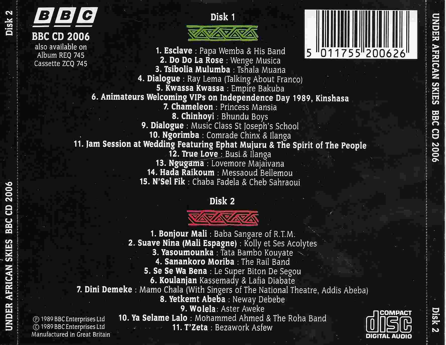 Picture of BBCCD2006 Under African skies by artist Various from the BBC records and Tapes library
